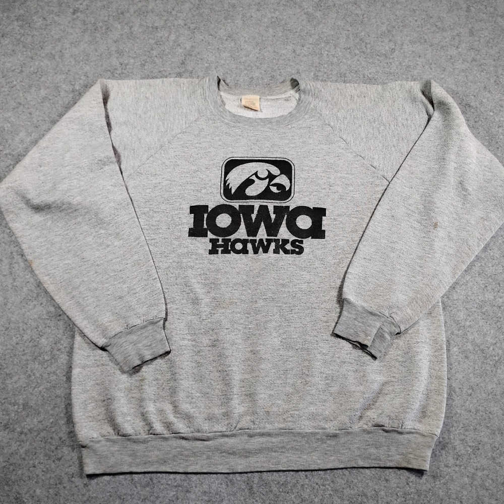 Vintage Fruit of the Loom Iowa Hawkeyes Sweatshirt XXL Gray Made in USA Raglan